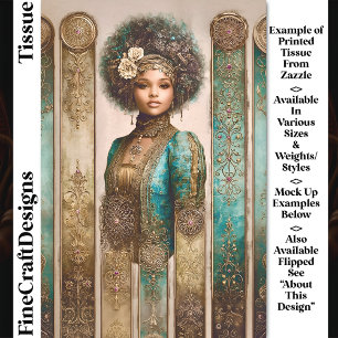 Dark Skin Woman, Baroque Panels DY1L Decoupage Tissue Paper