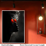 Dark Skin Woman Profile, Modern Photo, B2R Poster<br><div class="desc">🖤 Experience the powerful elegance of African heritage with this dramatic profile portrait of a dark-skinned woman featuring a voluminous afro and striking red sunglasses. The high-contrast lighting accentuates her bold features and the vibrant reflection in her glasses. This artwork is perfect for adding a touch of modern sophistication and...</div>