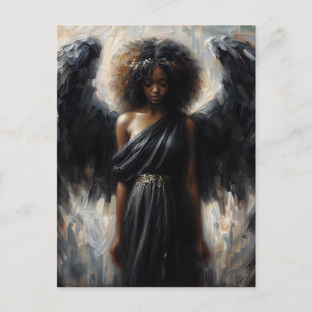 Dark-Skinned Angel With Black Wings Postcard (Front)