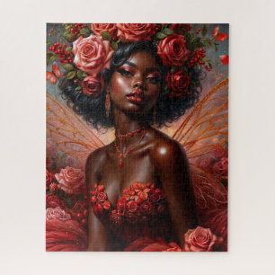 Dark-Skinned Rose Fairy In Red Jigsaw Puzzle