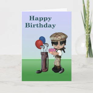 Dark Skinned Young Golfer Card