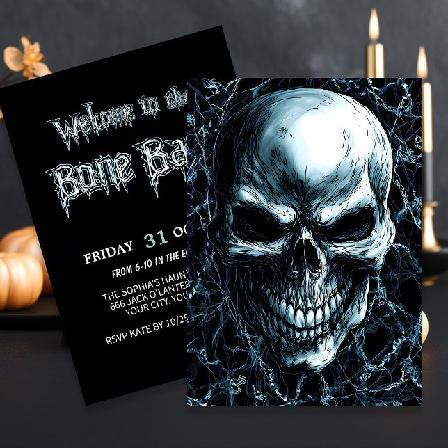 Dark Skull Themed Halloween Invitation (Creator Uploaded)