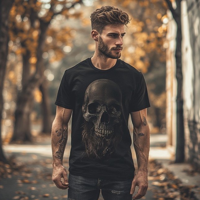 Dark Skull with Beard Art | Symbol of Mortality T-Shirt (Creator Uploaded)