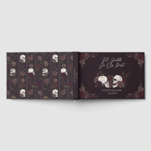 Dark Skulls & Roses Burgundy Til Death Guest Book