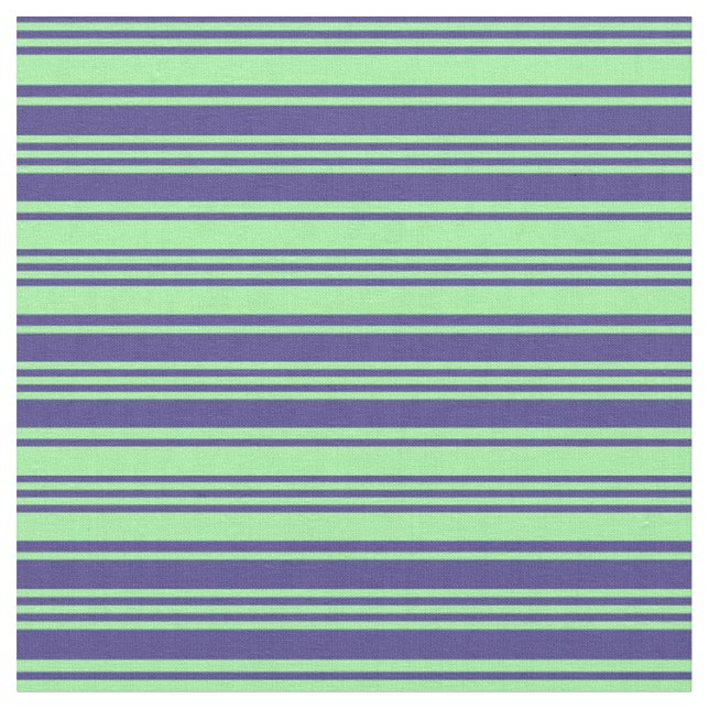 Dark Slate Blue and Green Coloured Striped Pattern Fabric (Close Up)