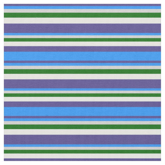Dark Slate Blue, Blue, Grey, Green & Mint Cream Fabric (Close Up)