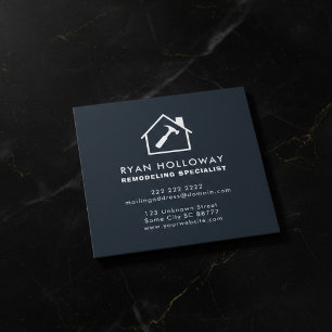 Dark Slate Blue Remodeling Specialist Contractor Square Business Card