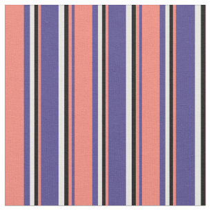 Dark Slate Blue, Salmon, Black, and Mint Cream Fabric