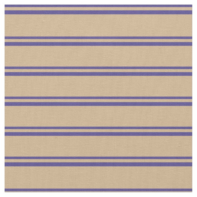 Dark Slate Blue & Tan Coloured Lines Fabric (Close Up)