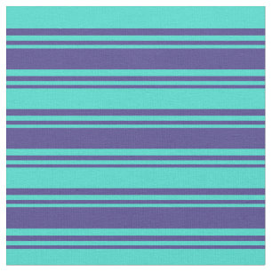 Dark Slate Blue & Turquoise Coloured Lines Fabric