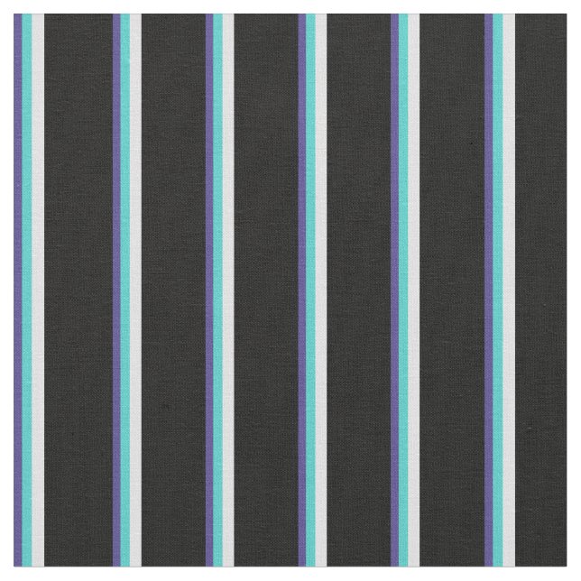 Dark Slate Blue, Turquoise, Lavender, and Black Fabric (Close Up)