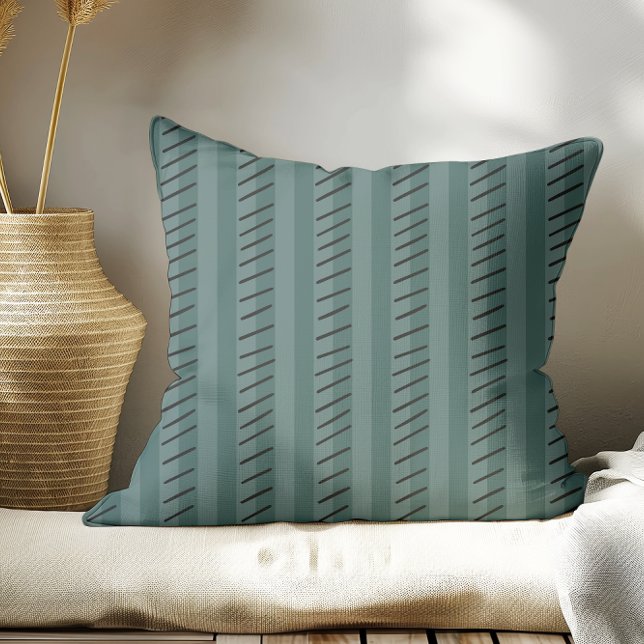 Dark Slate Green Modern Boho Stripes  Cushion (Creator Uploaded)