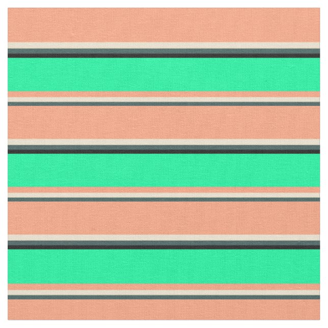 Dark Slate Grey, Beige, Light Salmon, Green, Black Fabric (Close Up)
