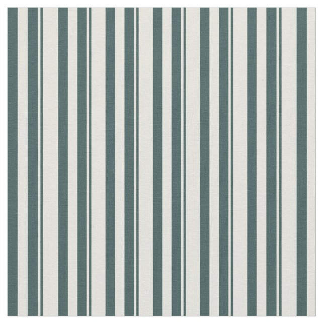 Dark Slate Grey & Beige Stripes/Lines Pattern Fabric (Close Up)