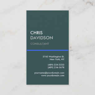 Dark Slate Grey Blue Line Business Card