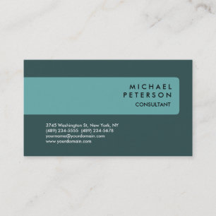 Dark Slate Grey Blue Plain Modern Business Card