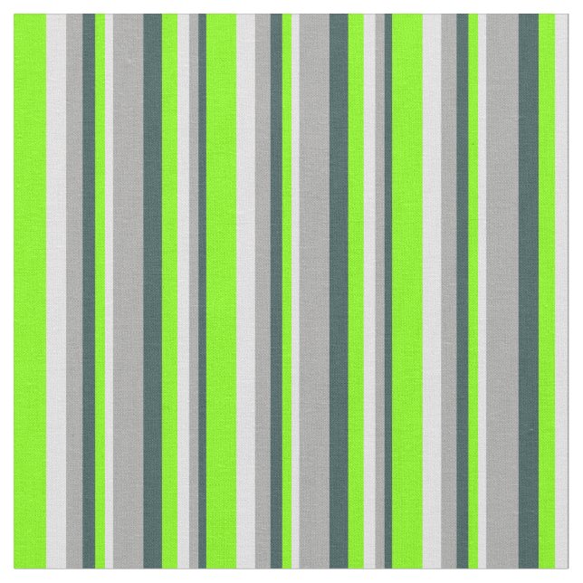Dark Slate Grey, Dark Grey, Lavender & Chartreuse Fabric (Close Up)