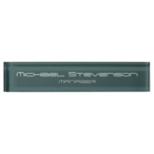 Dark Slate Grey Elegant Modern Desk Nameplate