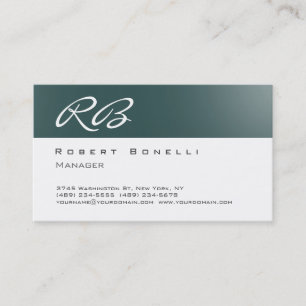 Dark Slate Grey Monogram Business Card