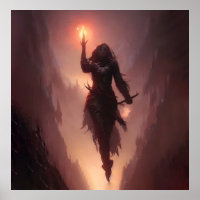 Dark sorceress casting a flame spell