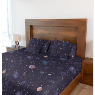 Dark Space Planets Stars Nebula Pattern Pillowcase