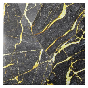 Dark Speckled Marble Effect with Golden Veins Tile
