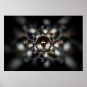 Dark spinning music speaker poster