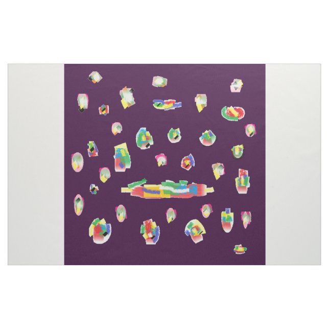 Dark spiritual purple with art pattern chunks mix fabric (Yard)