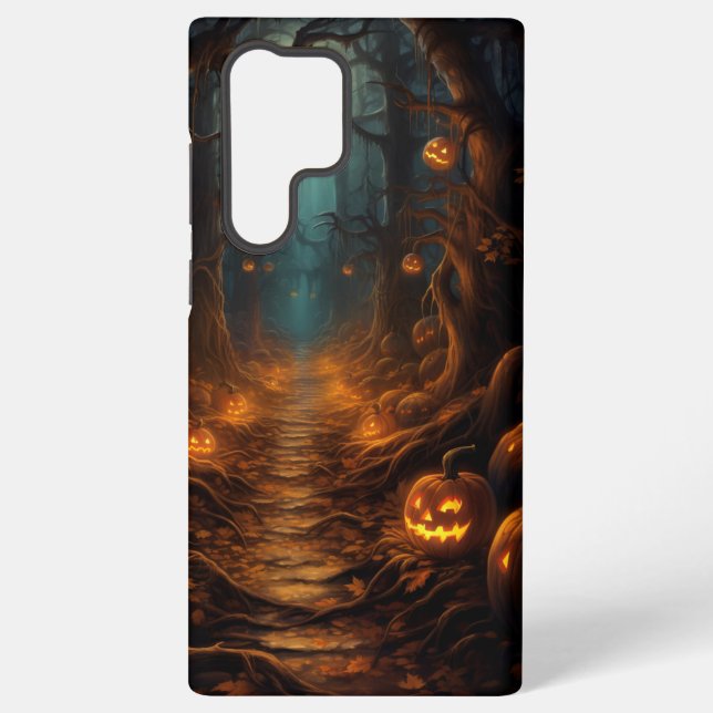 DARK SPOOKY HALLOWEEN PATH WITH PUMPKINS SAMSUNG GALAXY S22 ULTRA CASE (Back)