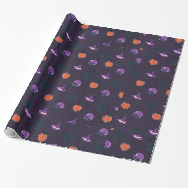 Dark Spooky Halloween Wrapping Paper  (Unrolled)