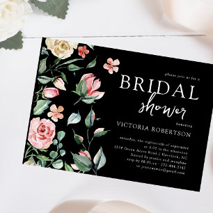 Dark Spring Floral Botanical Bridal Shower Invitation