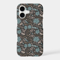 Dark Spring Mix Flowers Teal Grey Pink Floral