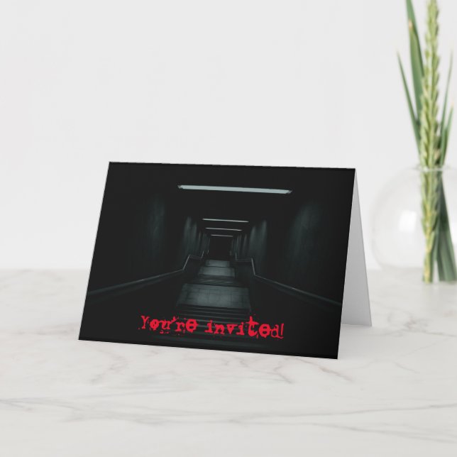 Dark Stair Halloween Invitation Card (Front)