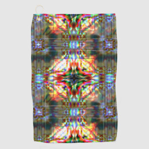 Dark star on glass flower spots, red to dark green golf towel