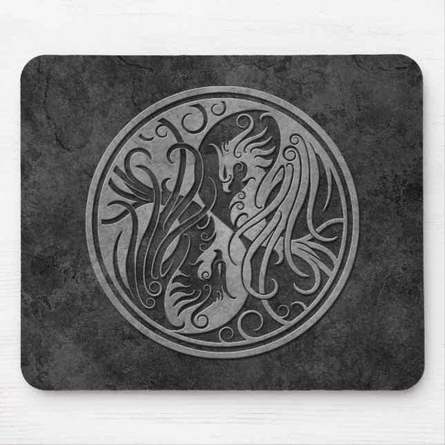 Dark Stone Yin Yang Phoenix Mouse Pad (Front)