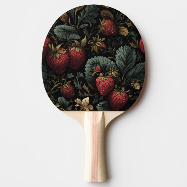 Dark Strawberry Pattern – Ping Pong Paddle (Front)