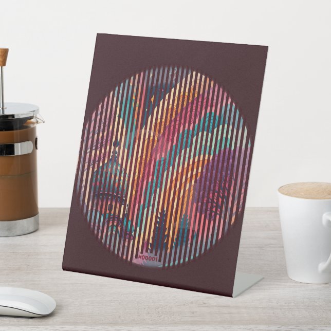 Dark Striped Circle Pedestal Sign – Customisable (In SItu)
