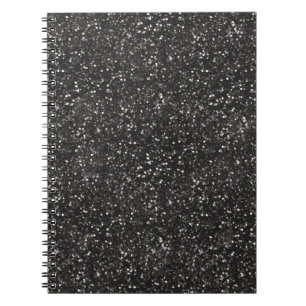 Dark Stylish Silver Grey Glitter Spiral Notebook