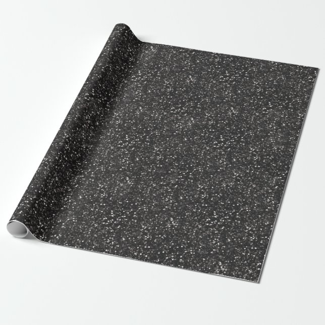 Dark Stylish Silver Grey Glitter Wrapping Paper (Unrolled)