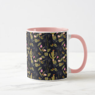 Dark Summer Night Cactus Pattern Mug