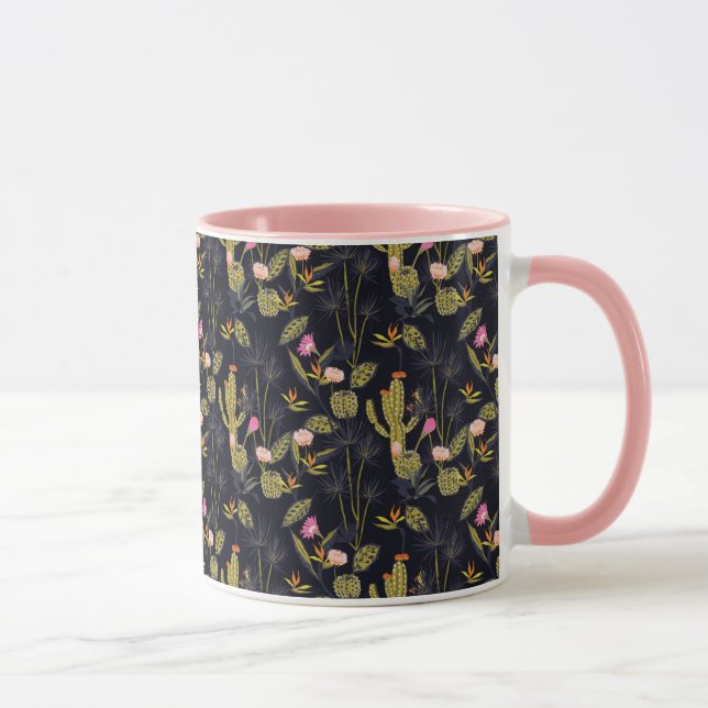 Dark Summer Night Cactus Pattern Mug (Right)