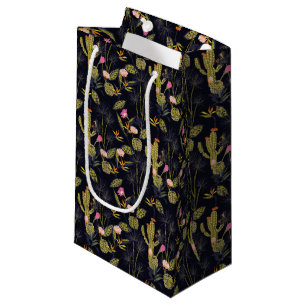 Dark Summer Night Cactus Pattern Small Gift Bag