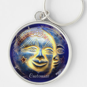 dark sun face/moon face key ring