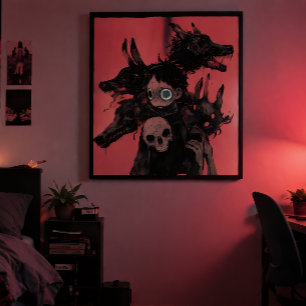 Dark Surrealism Nightmares - Gothic Red Abstract  Poster