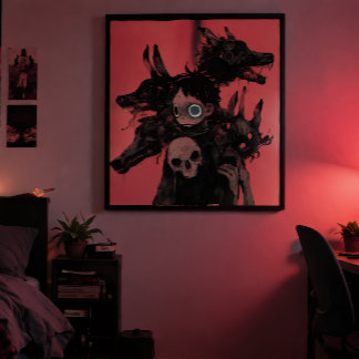 Dark Surrealism Nightmares - Gothic Red Abstract Poster