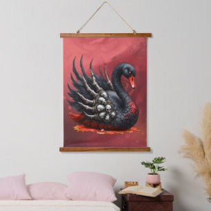 Dark Swan of Bones – Gothic Elegance  Hanging Tapestry