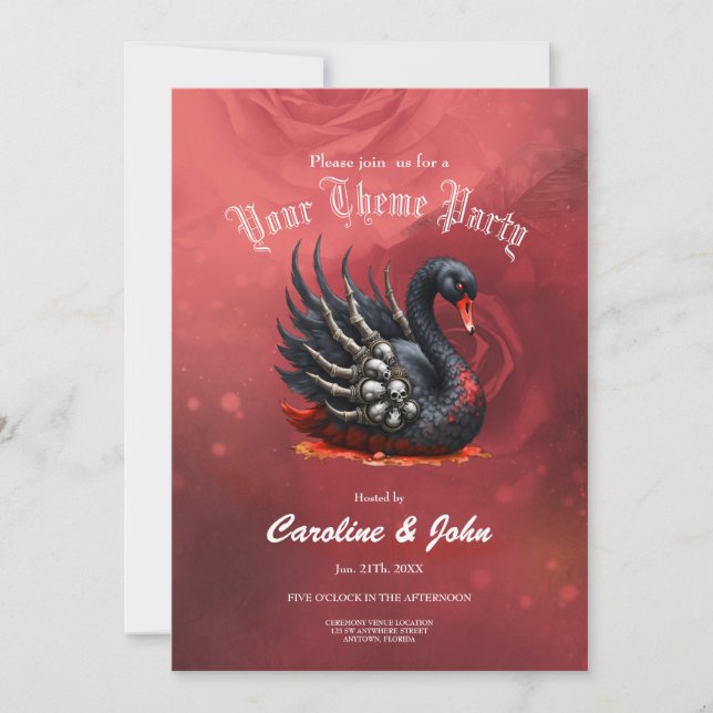 Dark Swan of Bones – Gothic Elegance  Invitation (Front)