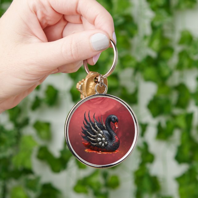 Dark Swan of Bones – Gothic Elegance  Key Ring (Hand)
