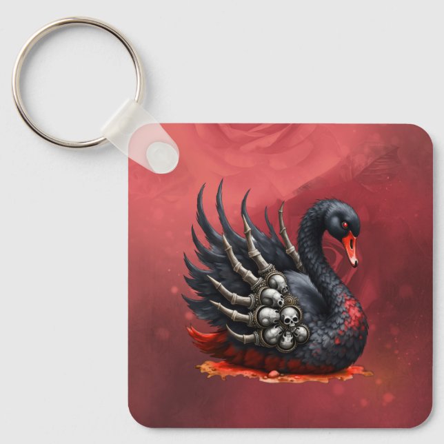 Dark Swan of Bones – Gothic Elegance  Key Ring (Front)