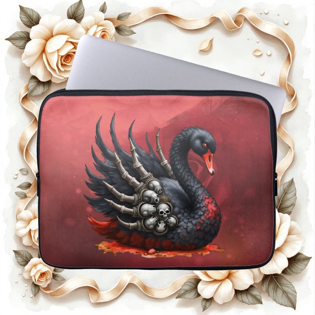 Dark Swan of Bones – Gothic Elegance  Laptop Sleeve (Creator Uploaded)